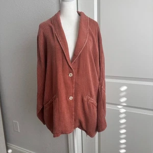 Staffelei Damen lässiger hauchdünner Baumwoll Oversize Blazer Cardigan Gr. L Essential - Bild 1 von 11