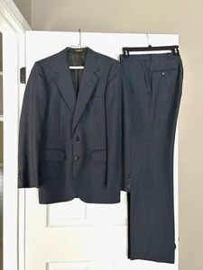 Traje de 2 piezas Evan Picone-Frederick & Nelson 36R-Pantalones (30x32) azul a rayas - Imagen 1 de 18