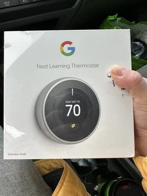 Sealed! Google T3019US Nest 3rd Gen. Learning Thermostat Polished Steel - Image 1 of 4