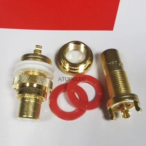 2pcs CMC 805-2.5F 24K Gold Plated RCA Jack Female Socket Connector Panel Mount - Picture 1 of 2