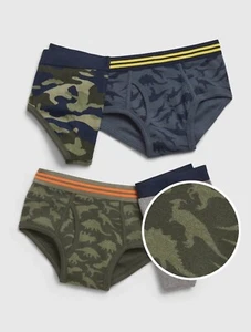 GAP KIDS BOYS BRIEFS UNDERWEAR ORGANIC COTTON FOUR PACK SIZE XL 12 DINO CAMO NEW - Picture 1 of 2