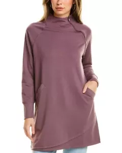 H Halston 302961 Long Sleeve Mock Neck Raglan Tunic Pullover Black Plum MD - Picture 1 of 2
