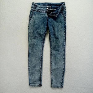 Forever 21 Jeans Womens 29 Blue Button Fly Stretch Denim Acid Wash - Picture 1 of 12