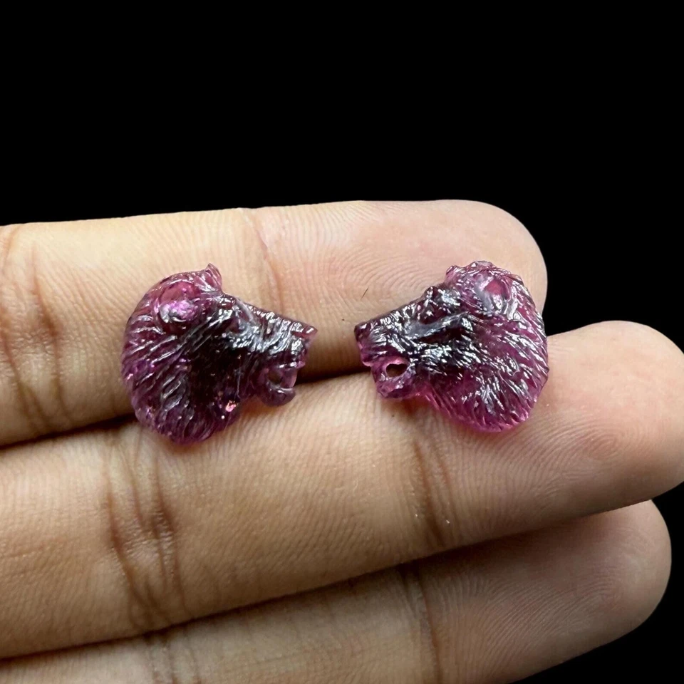 Natural Tourmaline Tiger Carved Loose Gemstone For Jewelry Making Tiger Carving - Image 1 of 4