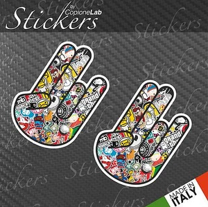 2 adesivi auto moto JDM sticker bomb Shocker hand small stickers bomb - Picture 1 of 1