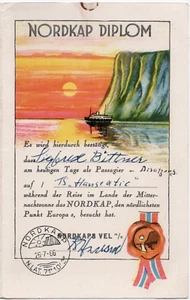 Nordkap Diplom North Cape Diploma August Norway Europe - Picture 1 of 3