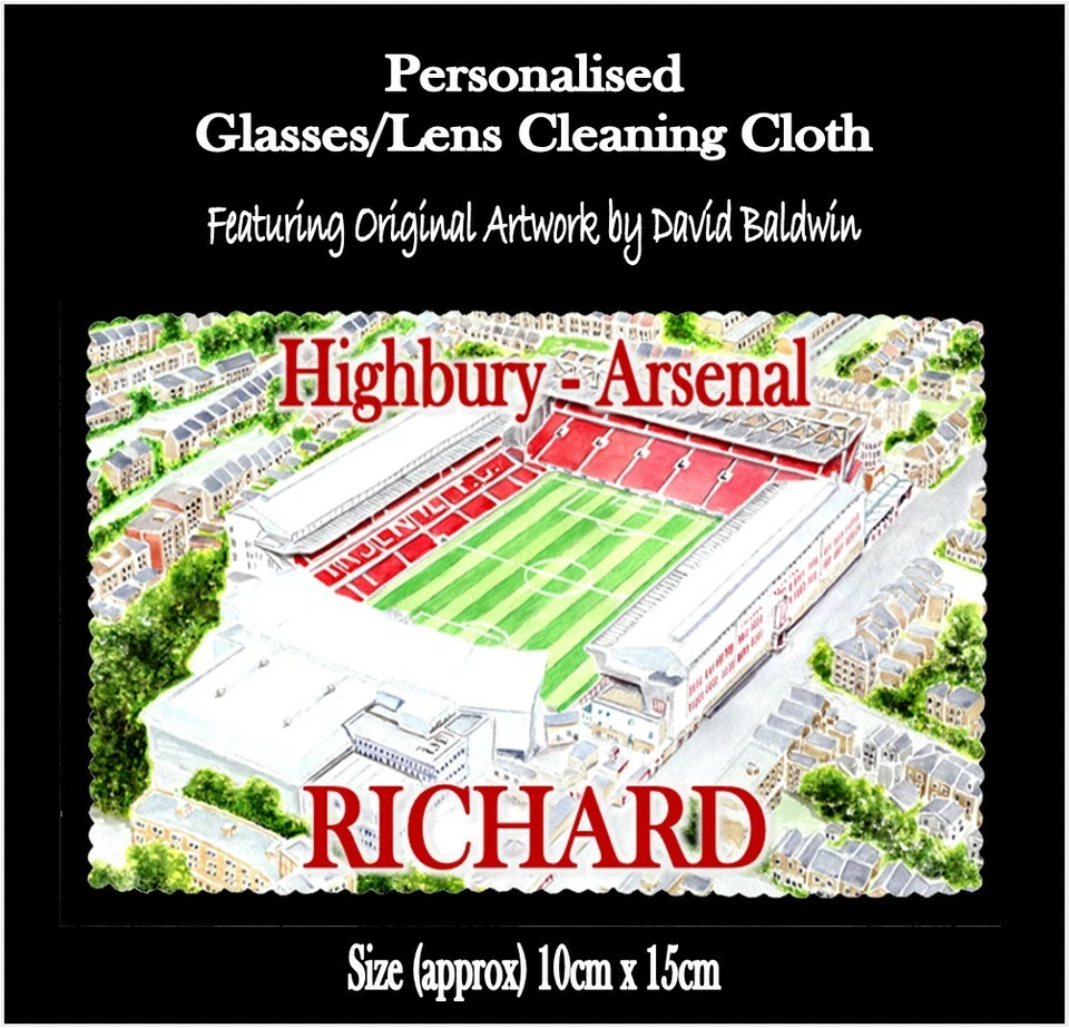 PERSONALISED HIGHBURY ARSENAL GLASSES CLOTH