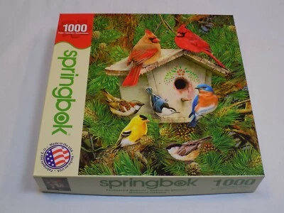 Springbok Cardinal Feathered Retreat Puzzle 1000 Pcs NOT Counted AS IS Bluebird  - Image 1 of 2