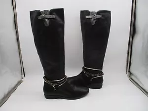 Stivali da equitazione OTBT Trout Creek in pelle nera con zip parziale da donna taglia 8 M - Foto 1 di 10