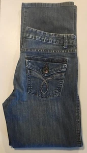 Sz 12 Calvin Klein Dark Wash Boot Cut Mid Rise Womens Blue Jeans - Picture 1 of 14