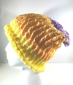 Gorro holgado extra grande tejido a mano XL púrpura naranja amarillo para hombre y mujer   - Imagen 1 de 4