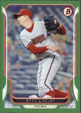 2014 Bowman Green Arizona Diamondbacks Baseball Card #157 Brad Ziegler/150