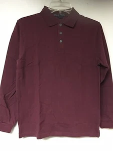 PORT AUTHORITY POLO SHIRT LONG SLEEVE YOUTH SIZE L MAROON NEW NO TAG - Picture 1 of 2