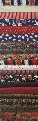 LOT of 2 RJR 19 Designs RED Black BLUE Hearts ROSES Be My Valentine QUILT COTTON - Image 1 of 4