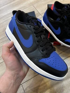 NUOVE 2015 Nike Air Jordan 1 Low OG - Nero Varsity Royal & vela UK TAGLIA 7 & 11 - Foto 1 di 10
