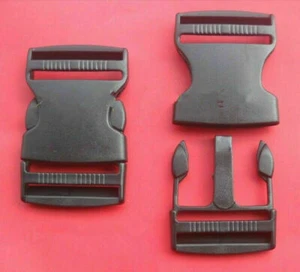 5pcs 1.5'' 38mm Contoured Side Release Buckles Black Webbing Straps - Picture 1 of 4