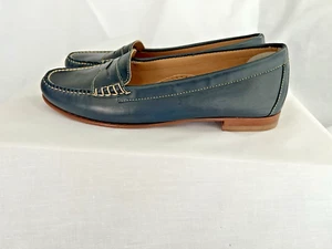 BASS Viviana Weejuns Shoes Womens Leather Penny Loafers Sz. 8.5 8 1/2 Navy Blue - Picture 1 of 13