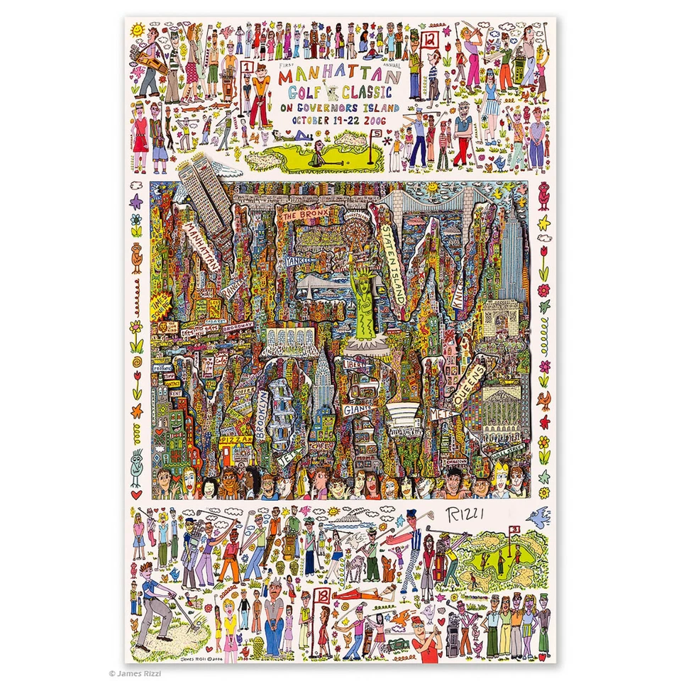 James Rizzi - Manhattan Golf Classic 2006, Poster / Plakat handsigniert, NEU - Bild 1 von 4