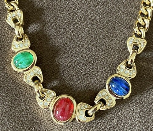 COLLANA GRANDE GERMANIA CHRISTIAN DIOR GRIPIOX FUAX SMERALDO ZAFFIRO RUBINO