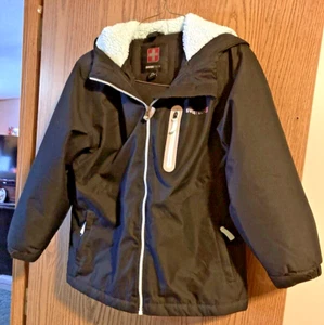 Swiss Tech schwarze Winterjacke mit Kapuze Jugend Unisex Medium (7-8) türkis - Bild 1 von 3