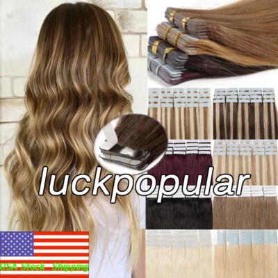 Súper Cinta en Extensiones de Cabello PU Trama de Piel Invisible Indio Remy 100% Cabello Humano Foto 1 de 4