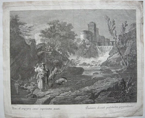 Fr. del Pedro (1740-1806) Tivoli Cascadas Roma Orig Kupferstich 1780 Italia - Bild 1 von 1