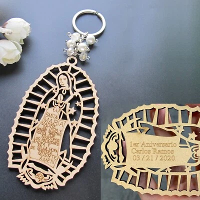 12 PIEZAS Llavero Personalizado Nuestra Señora de Guadalupe Favores Grabado Personalizado Foto 1 de 4