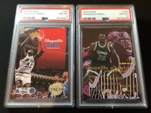 1992 Skybox RC & 1995 Fleer SHAQUILLE O’NEAL ~ both PSA 8 Nm-MINT - Picture 1 of 2