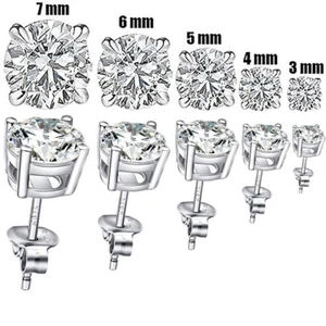 Echt 925 Sterling Silber Set Ohrstecker Zirkonia Ohrring 3mm 4mm 5mm 6mm 7mm - Bild 1 von 16