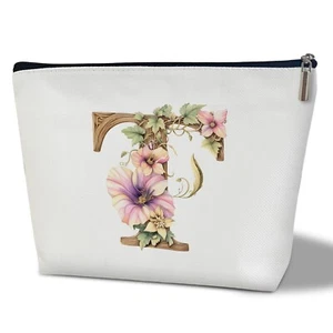Monogrammed Makeup Bag Gifts for Women, Personalized Initial Letter T Small C... - Picture 1 of 5