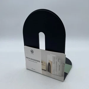 Modern Black Arched Bookends - U Brand Verona Collection - Heavy Duty Metal - Picture 1 of 5