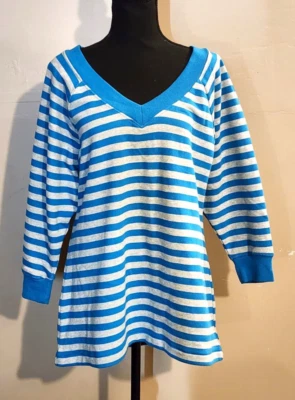 #310 Covington женщин XL синий/серый полоски Sleepwear/Loungewear пуловер новый с Ярлыками - Изображение 1 из 4