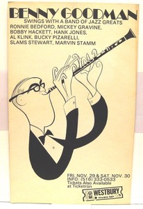 Benny Goodman Swings with Jazz Greats Theatre Window Card Al Hirschfeld