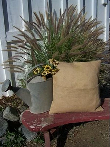  Burlap Pillow 10x10 Throw Decorative French Country Farmhouse covers 1 pc - Picture 1 of 5