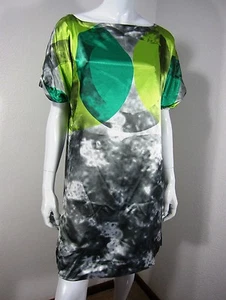 VESTIDO VÉRTIGO PARIS MANGA CORTA TALLA M GRIS MEDIO METALIZADO CUELLO BARCO - Imagen 1 de 7