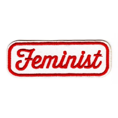Feminist Embroidered Iron On Patch – Red & White Statement Badge - Image 1 of 2
