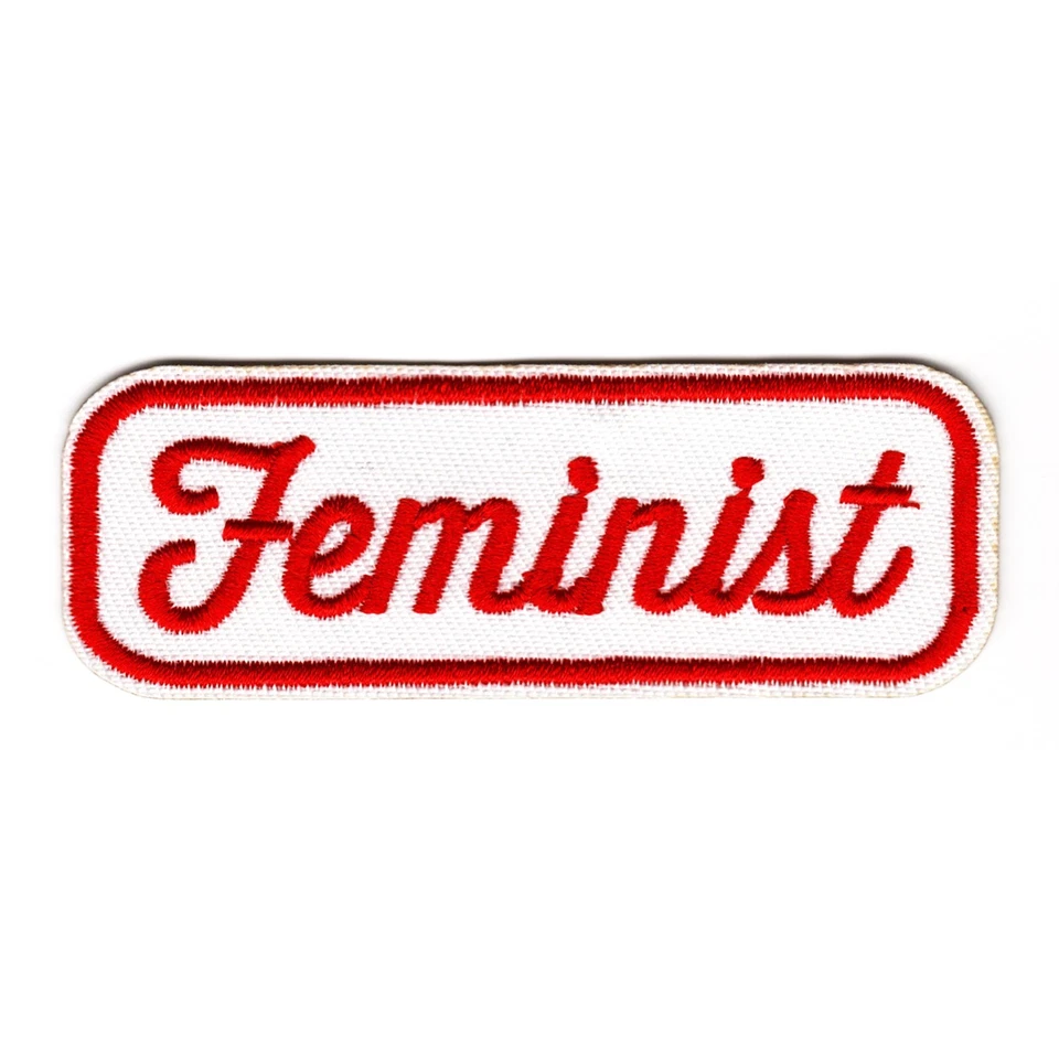 Feminist Embroidered Iron On Patch – Red & White Statement Badge - Image 1 of 2