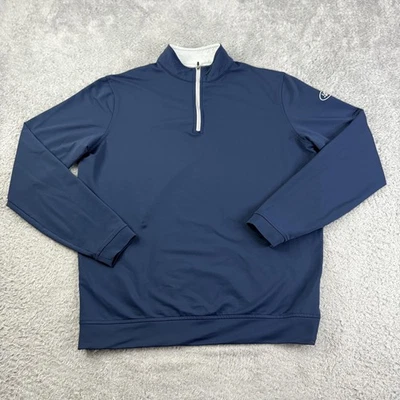 Peter Millar Shirt Mens Medium Blue Wicking Performance Land Rover 1/4 Zip Golf - Image 1 of 4