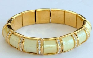 Beautiful Signed Joan Rivers Citrus Bright Croco Rhinestone Stretch Bracelet - Picture 1 of 5