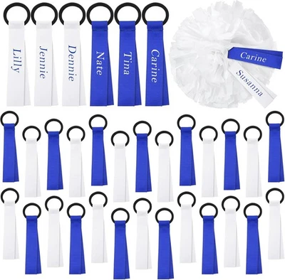 24 Pcs Cheerleader Pom Poms Tag Gear Tags Holder for 1 x 6 inch, Blue, White  - Image 1 of 4