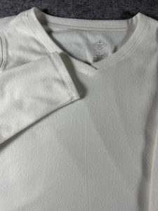 St John's Bay Damen V-Ausschnitt Langarm weiß Fleece Top Größe Large - Bild 1 von 10