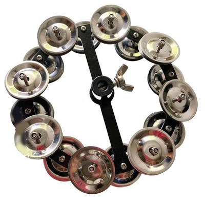 Portable Hihat Tambourine Drum Cymbals Steel Bells Secure Mounting Professional - Image 1 of 4