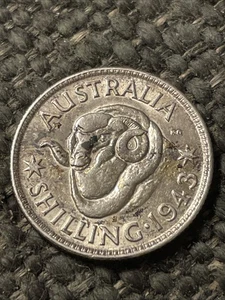 1943-S Australia One Shilling Silver Coin - Picture 1 of 2
