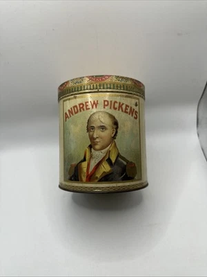 RARE ANDREW PICKENS CIGAR TOBACCO TIN - Image 1 of 4