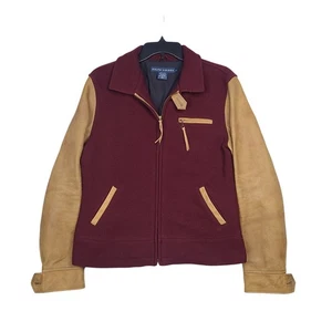 Bomber vintage Ralph Lauren lana e pelle taglia L vino bordeaux anni 90 ricchezza - Foto 1 di 19