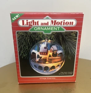 1986 Hallmark Light and Motion Village Express Christmas Train Ornament - Picture 1 of 6