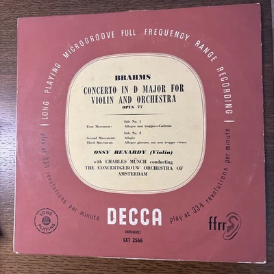 RARE EARLY DECCA Ossy Renardy-Brahms Violin Concerto In D/Munch 1951 LXT2566 EX - Image 1 of 4