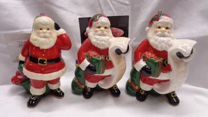 Celebrations by Radko ~ Set/3 Keramik Weihnachtsmann Weihnachtsschmuck Neu aus altem Lagerbestand - Bild 1 von 5