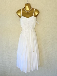 Exquisite Karen Millen X Lydia New White Top Stitch Pleated MIDI Dress UK10 - Picture 1 of 8