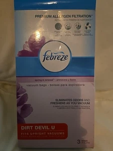 2 Febreze DIRT DEVIL U Staubsaugerbeutel Bodenstaubsauger Allergenfilter Frühling & Erneuerung - Bild 1 von 3